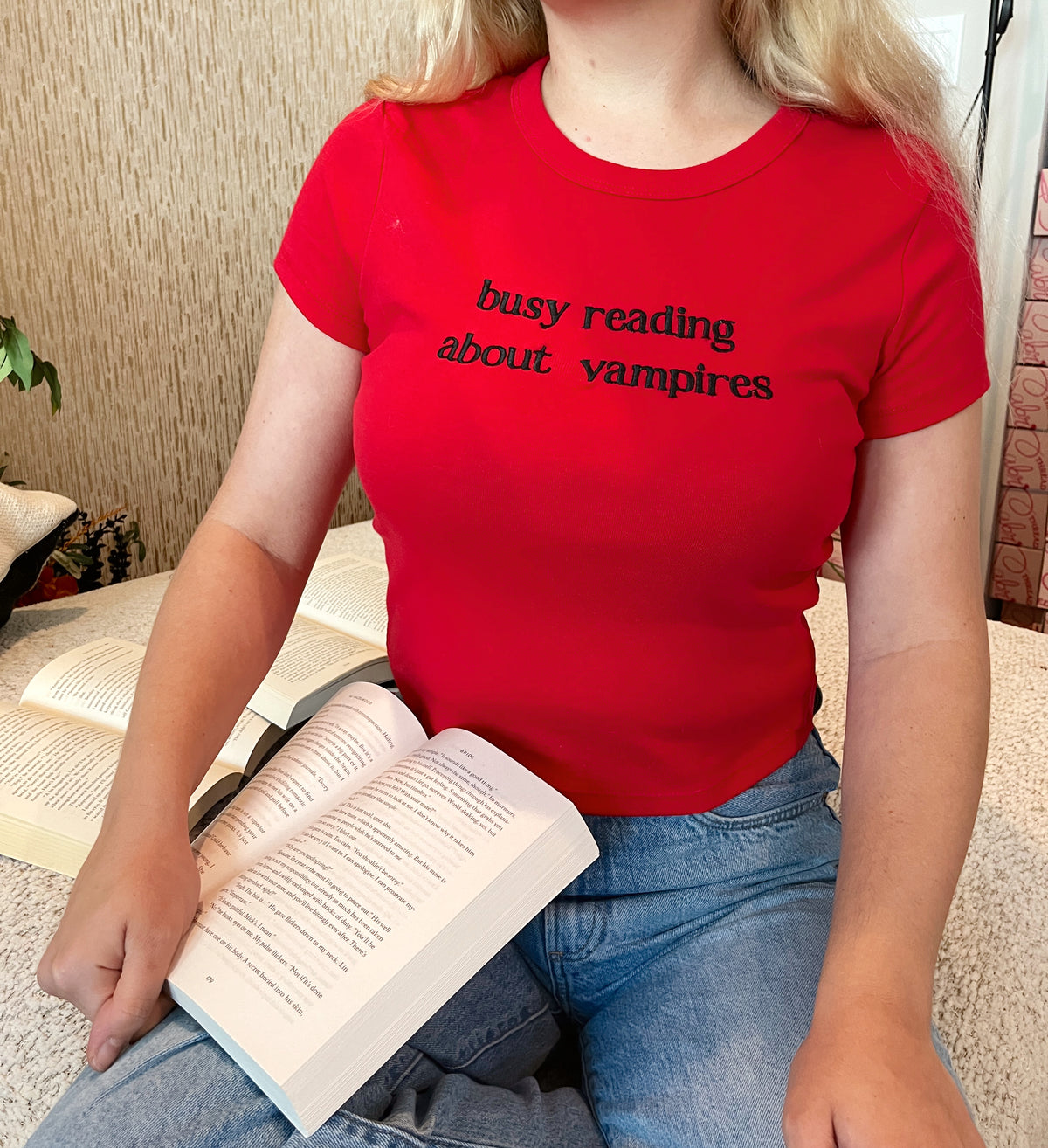 Busy Reading about Vampires Baby Tee