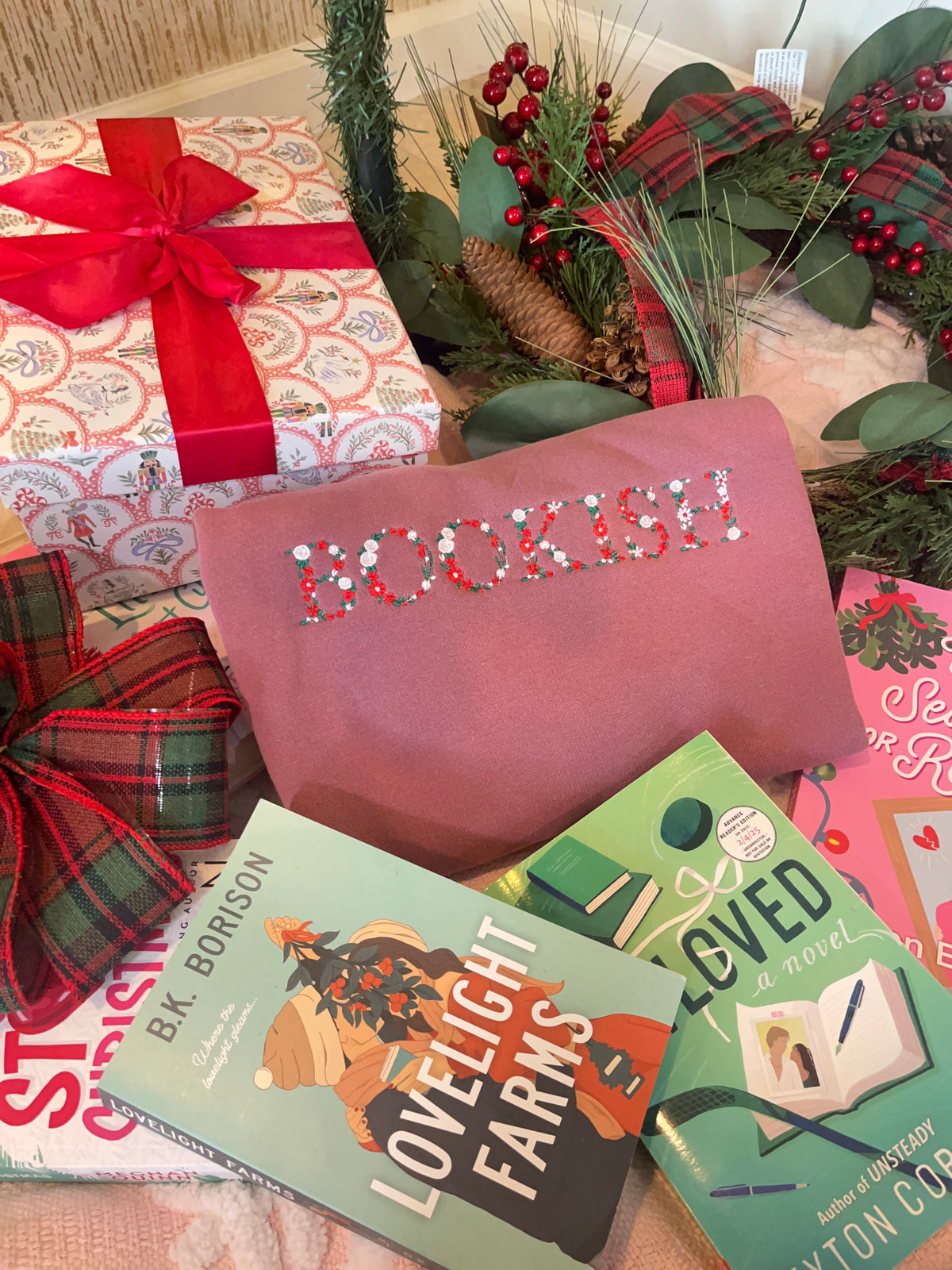 BOOKISH Floral Christmas Sweatshirt