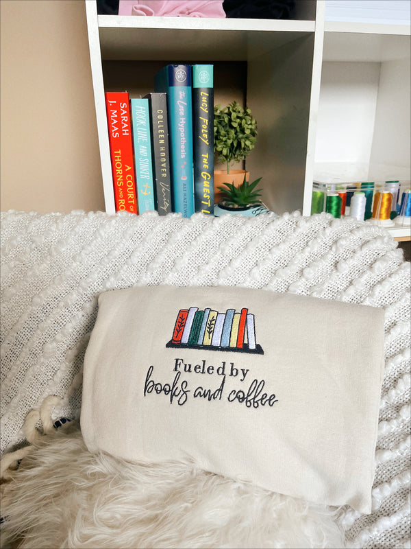 Fueled By Books and coffee Crewneck